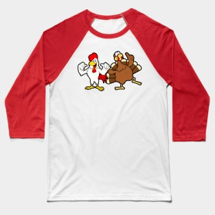 Rooster And Turkey Baseball T-Shirt